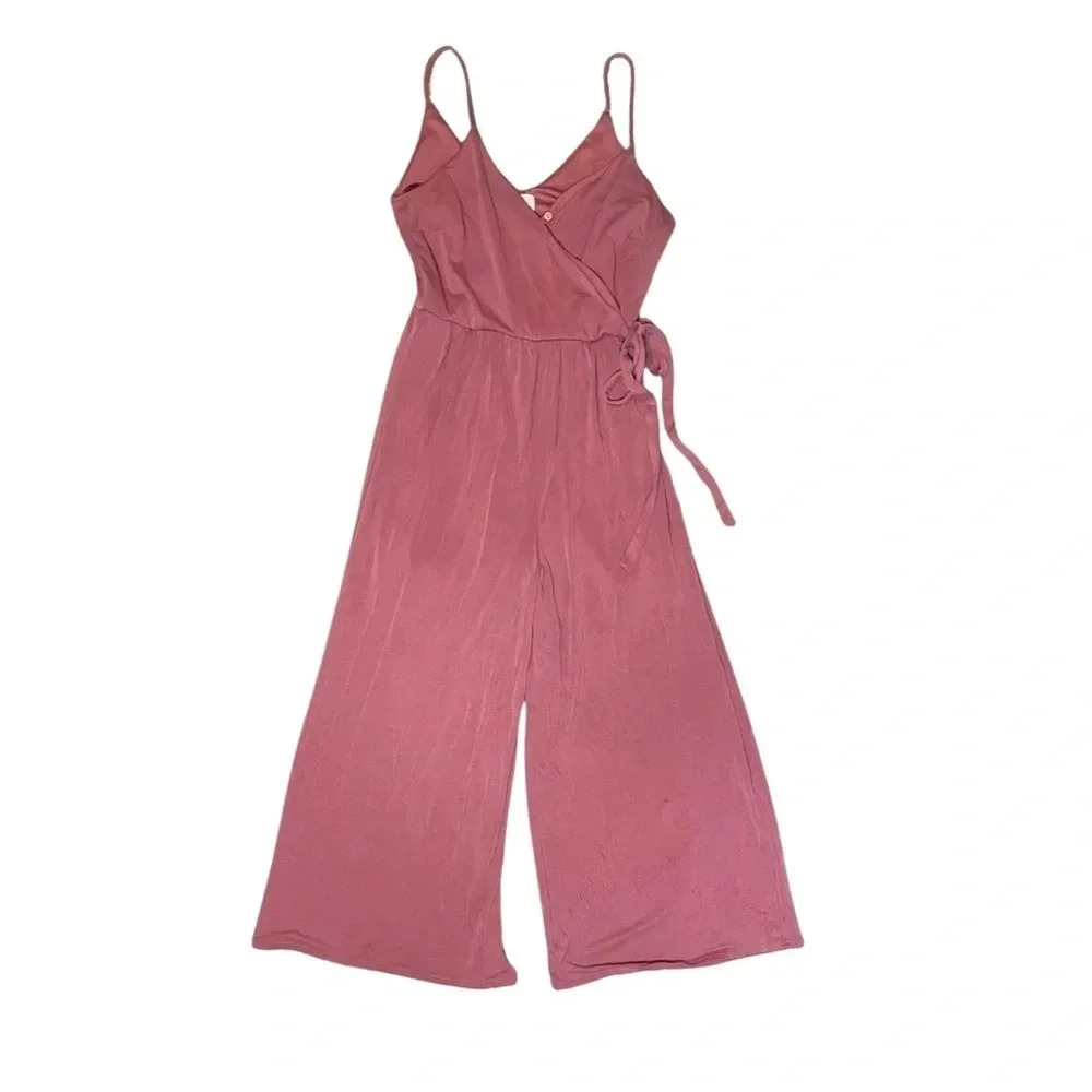 Sienna Sky Dusty Rose Jumpsuit XS - Chic Wrap Top with Wide-Leg Pants- Flowy